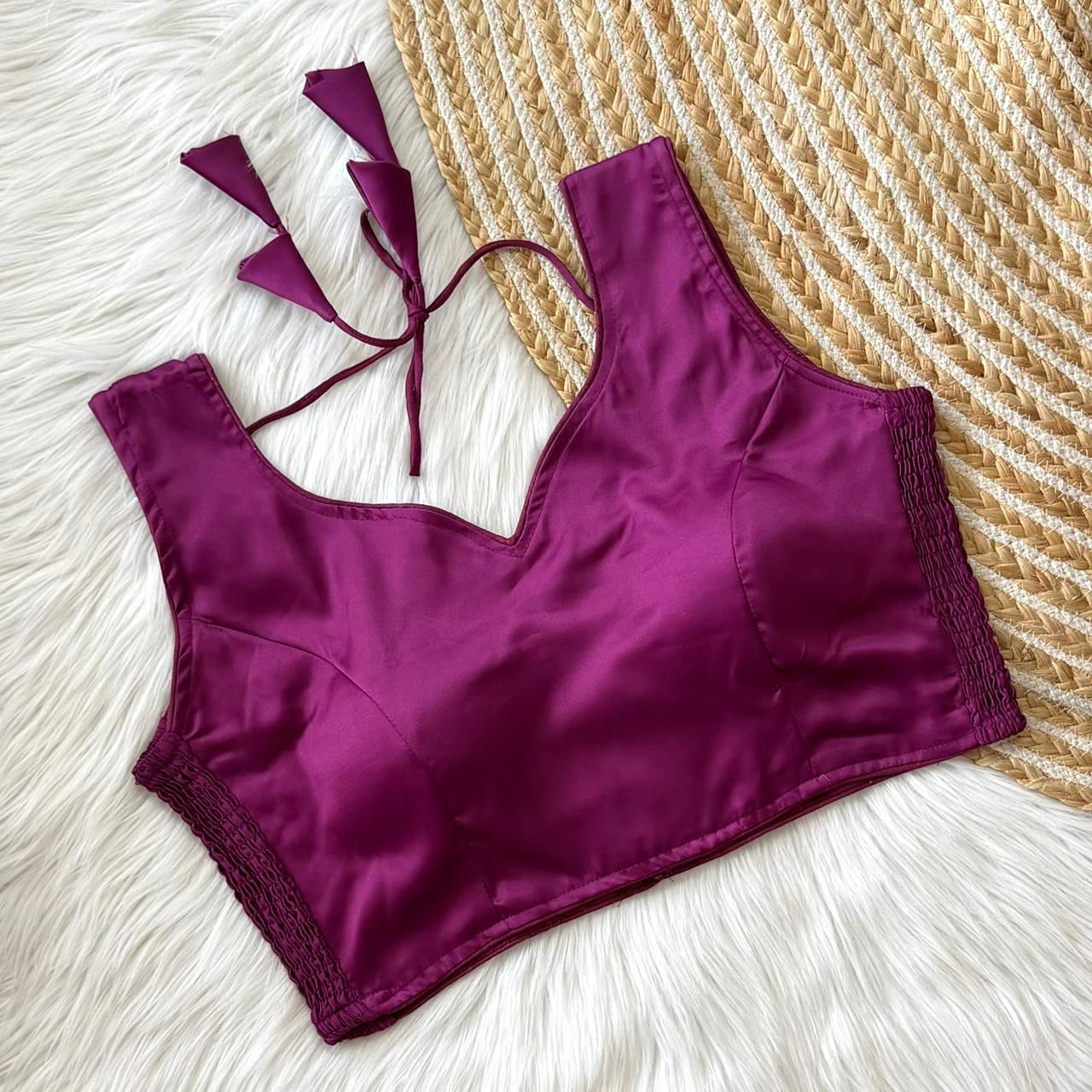 Pure Silk Stretchable Blouse-Magenta